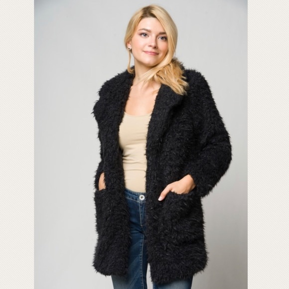 Last One! Teddy Bear Faux Fur Fuzzy Jacket Coat - Picture 5 of 5